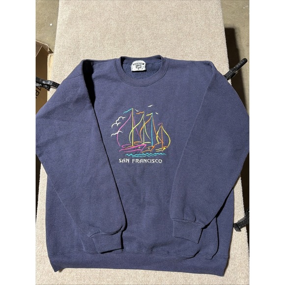 Lee Other - Vintage Heavyweight LEE Brand Pull Over San Francisco Blue Sweater Size Large